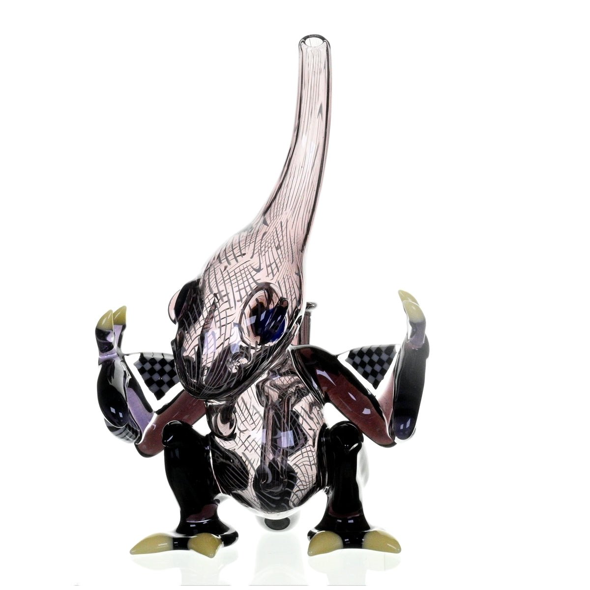 Close-up of ELBO X MIKE RAMEN glass rig joint and mouthpiece