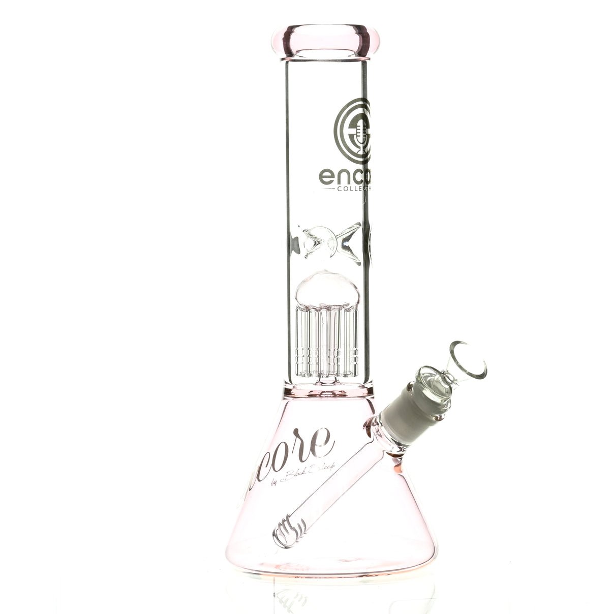 ENCORE 12 inch Pink Beaker Waterpipe with Tree Perc full product shot - Smoke Spot Glass
