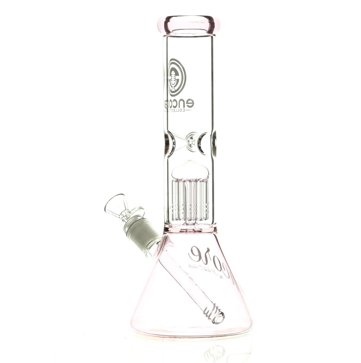 ENCORE 12 inch Pink Beaker Waterpipe showing 18mm joint and downstem - Smoke Spot Glass