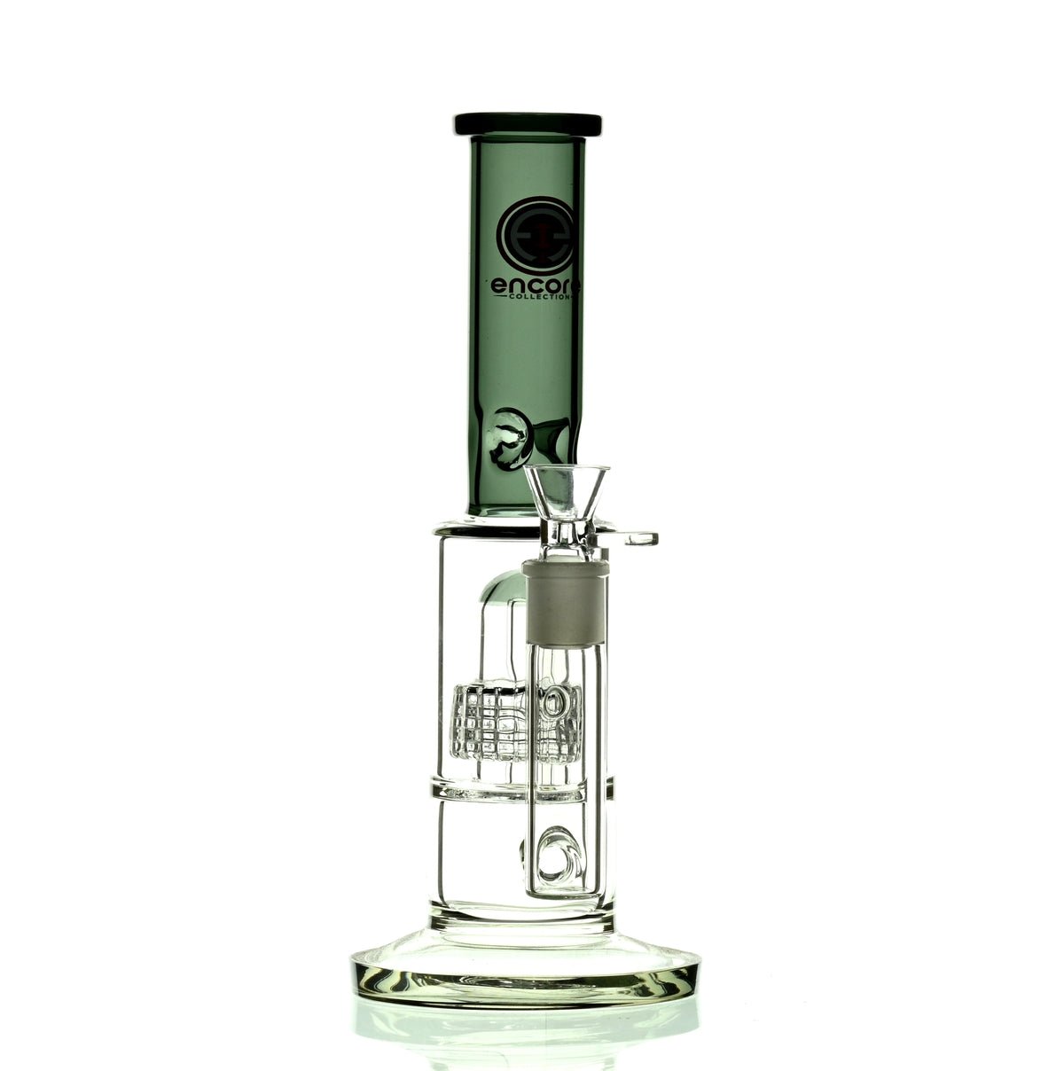 ENCORE 12 inch Metrix Showerhead Perc Black Premium Scientific Glass Waterpipe