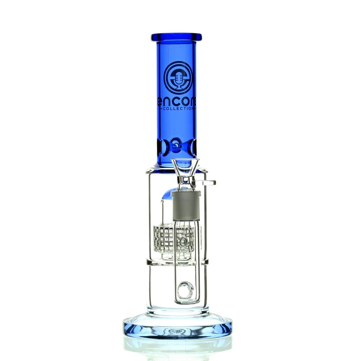 ENCORE 12 inch Metrix Showerhead Perc Blue Scientific Glass Waterpipe
