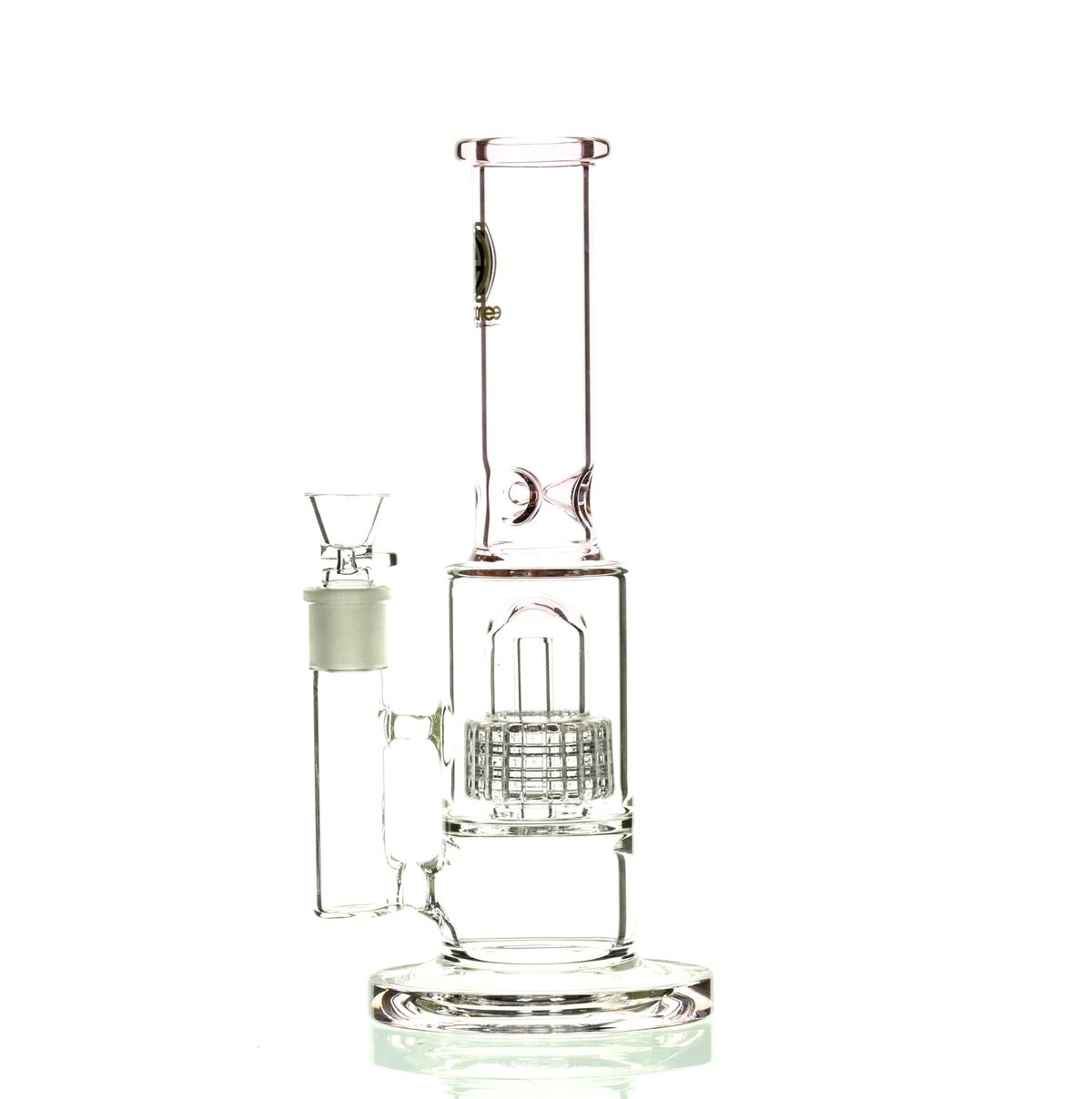 Close-up of matrix showerhead percolator on Encore 12 inch pink recycler