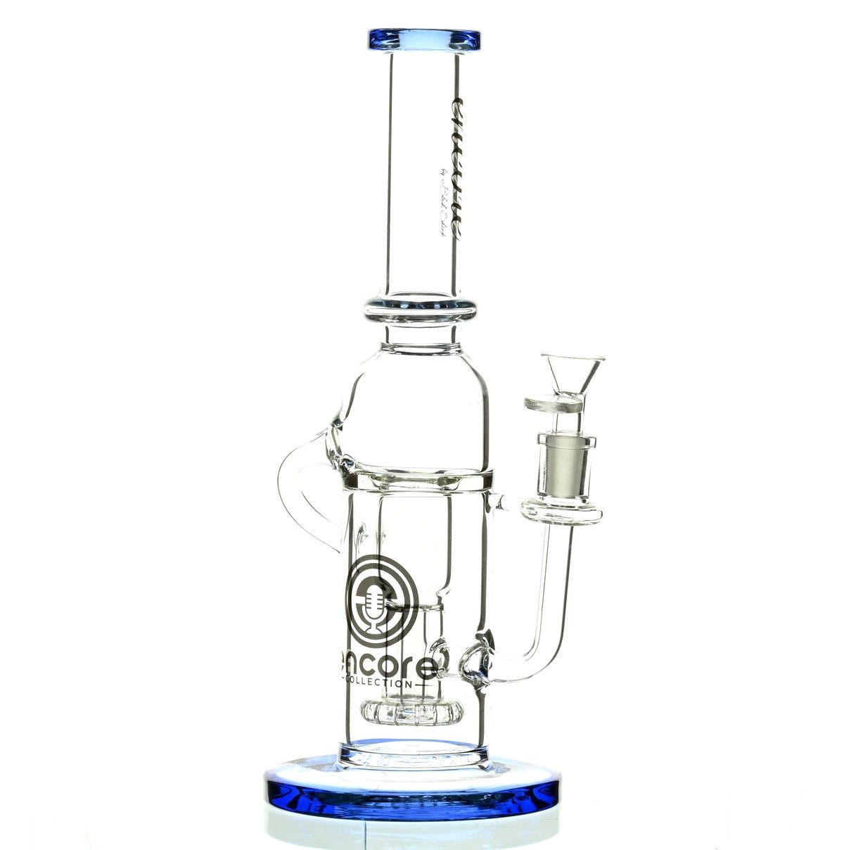 Encore 12 inch Recycler Blue angled view showing design details