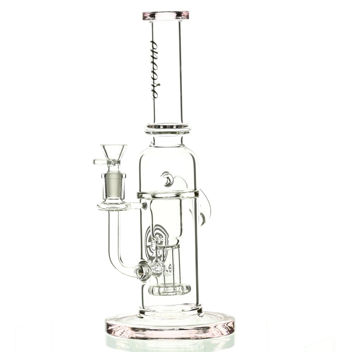 ENCORE 12 inch Pink Recycler with Showerhead Perc - Close Up of Perc