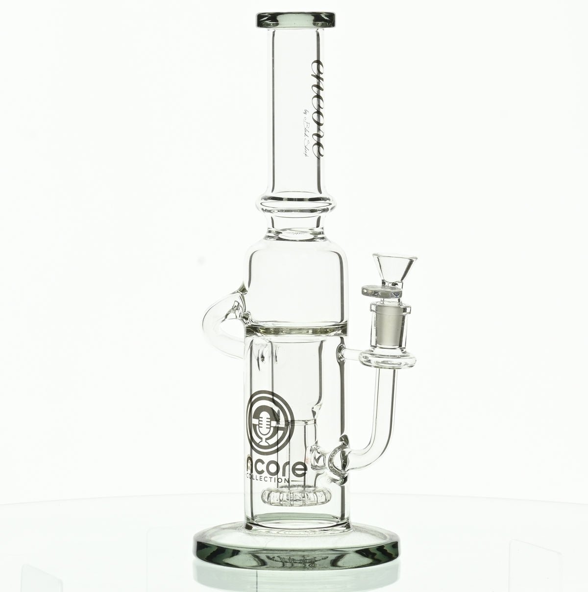 ENCORE 12 inch Recycler Waterpipe detailed view of glass craftsmanship