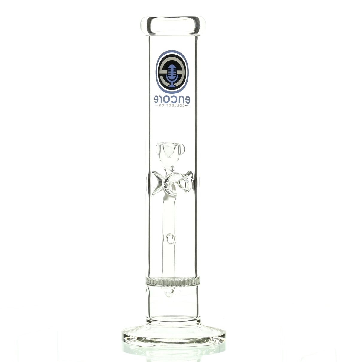 Top view of ENCORE 12 inch straight tube waterpipe with honeycomb perc