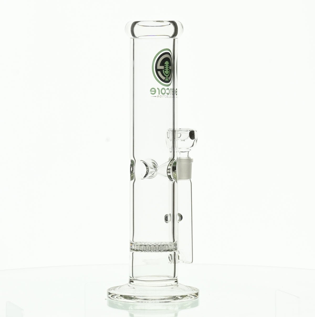 ENCORE 12" STRAIGHT TUBE W/HONEYCOMB PERC AND DARK GREEN LOGO - Smoke Spot Smoke Shop