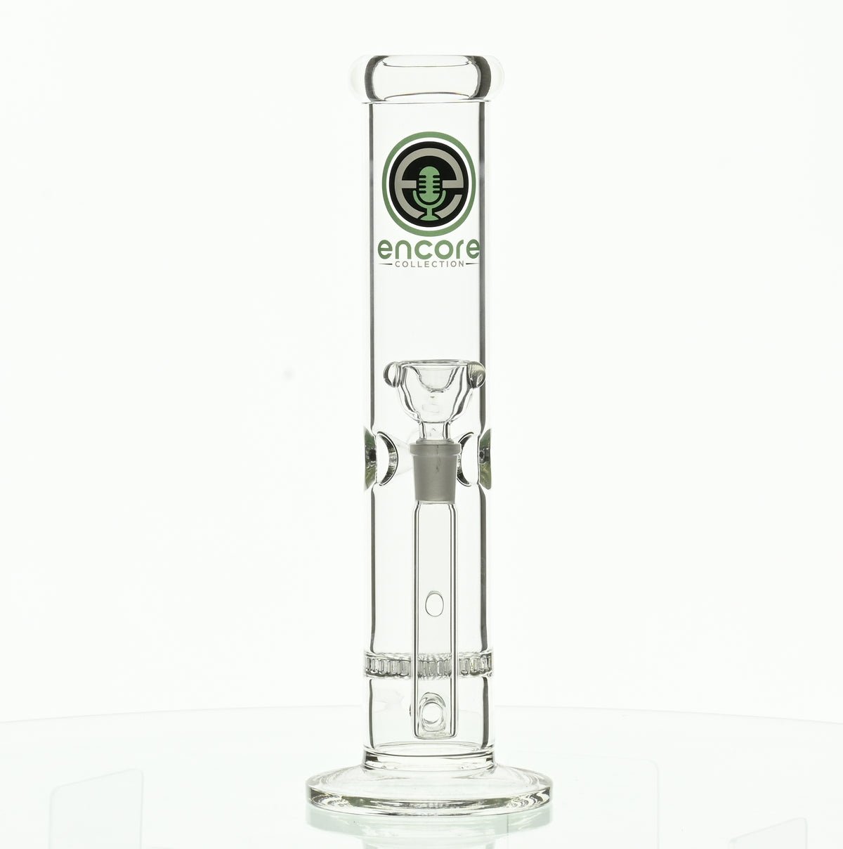 ENCORE 12" STRAIGHT TUBE W/HONEYCOMB PERC AND DARK GREEN LOGO - Smoke Spot Smoke Shop