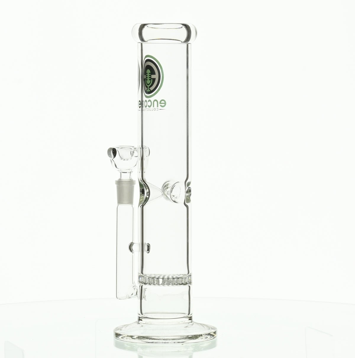 ENCORE 12" STRAIGHT TUBE W/HONEYCOMB PERC AND DARK GREEN LOGO - Smoke Spot Smoke Shop