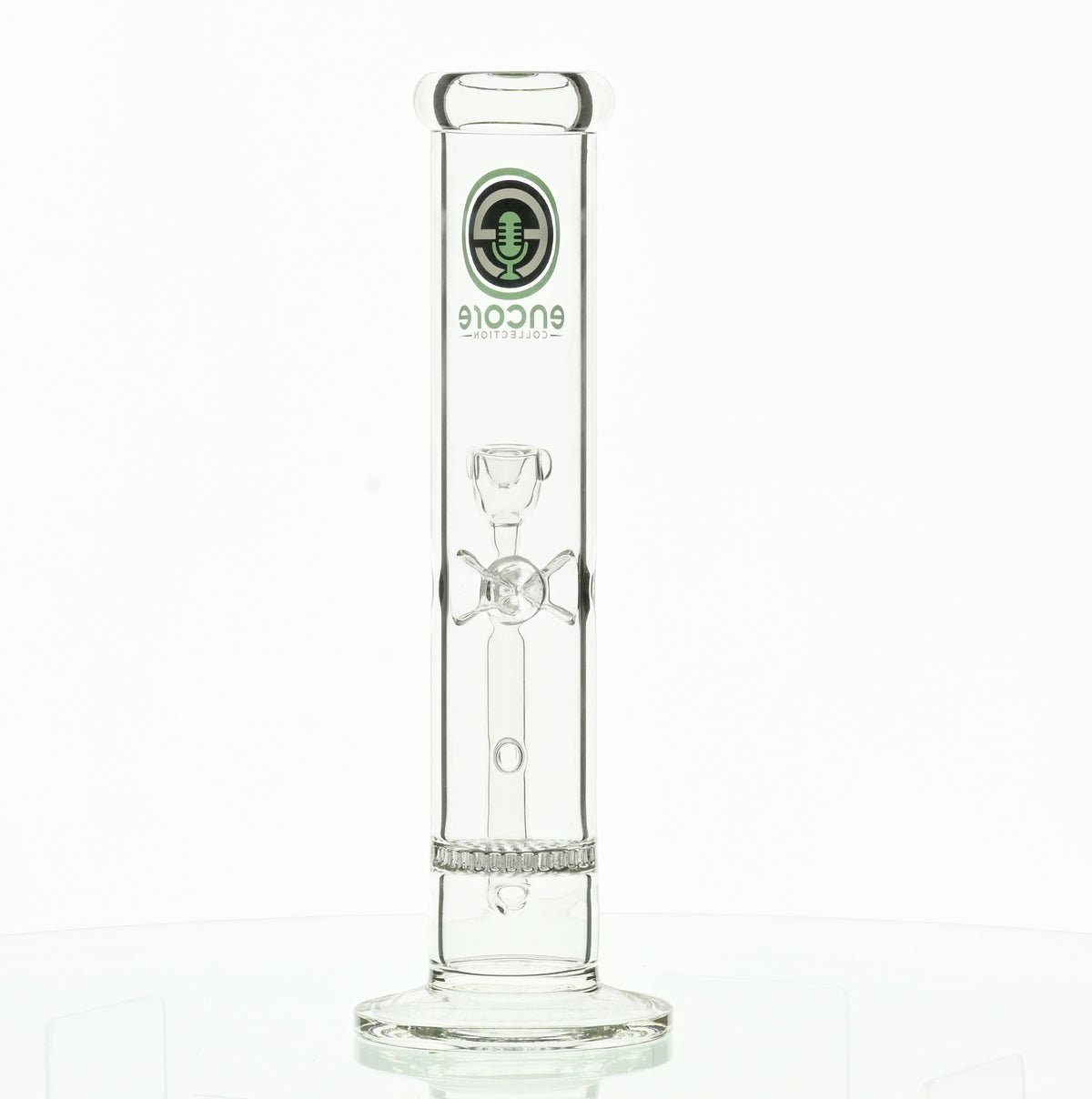 ENCORE 12" STRAIGHT TUBE W/HONEYCOMB PERC AND DARK GREEN LOGO - Smoke Spot Smoke Shop