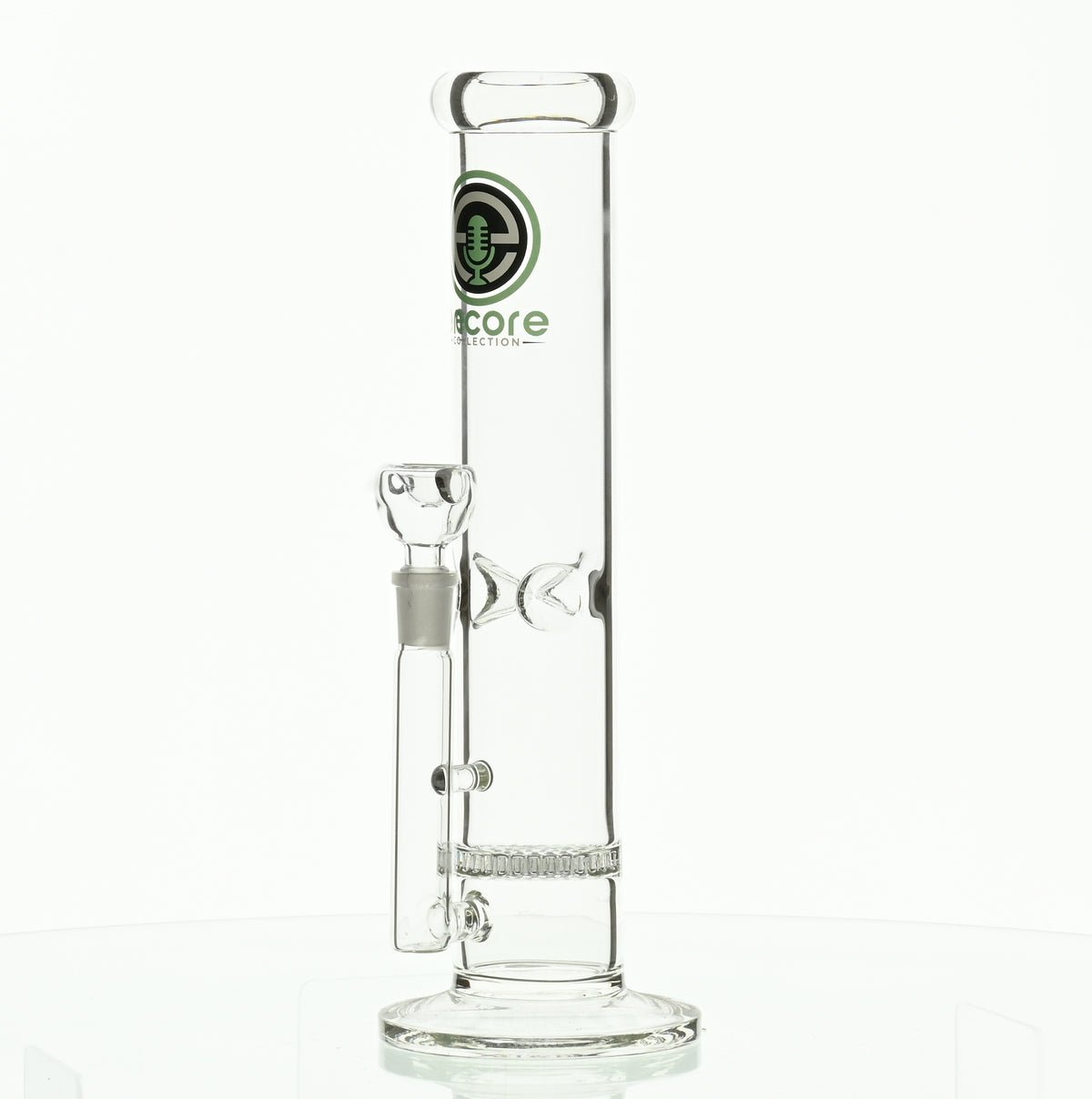ENCORE 12" STRAIGHT TUBE W/HONEYCOMB PERC AND DARK GREEN LOGO - Smoke Spot Smoke Shop