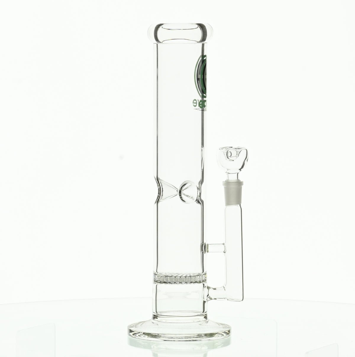 ENCORE 12" STRAIGHT TUBE W/HONEYCOMB PERC AND DARK GREEN LOGO - Smoke Spot Smoke Shop