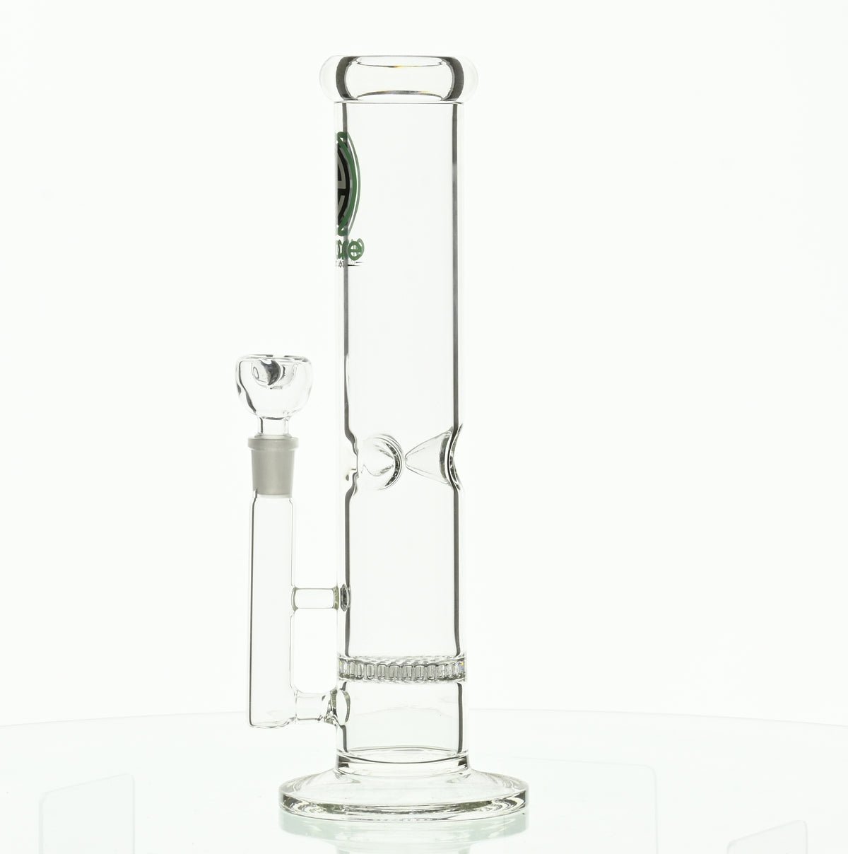 ENCORE 12" STRAIGHT TUBE W/HONEYCOMB PERC AND DARK GREEN LOGO - Smoke Spot Smoke Shop