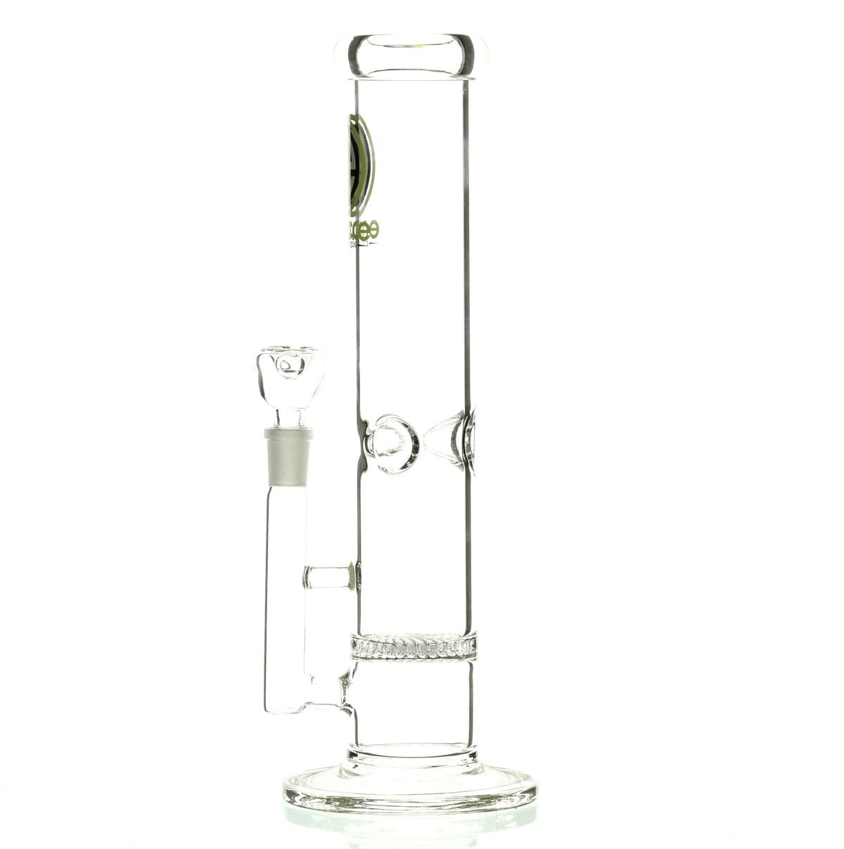 Close-up of honeycomb percolator on ENCORE 12 inch straight tube waterpipe