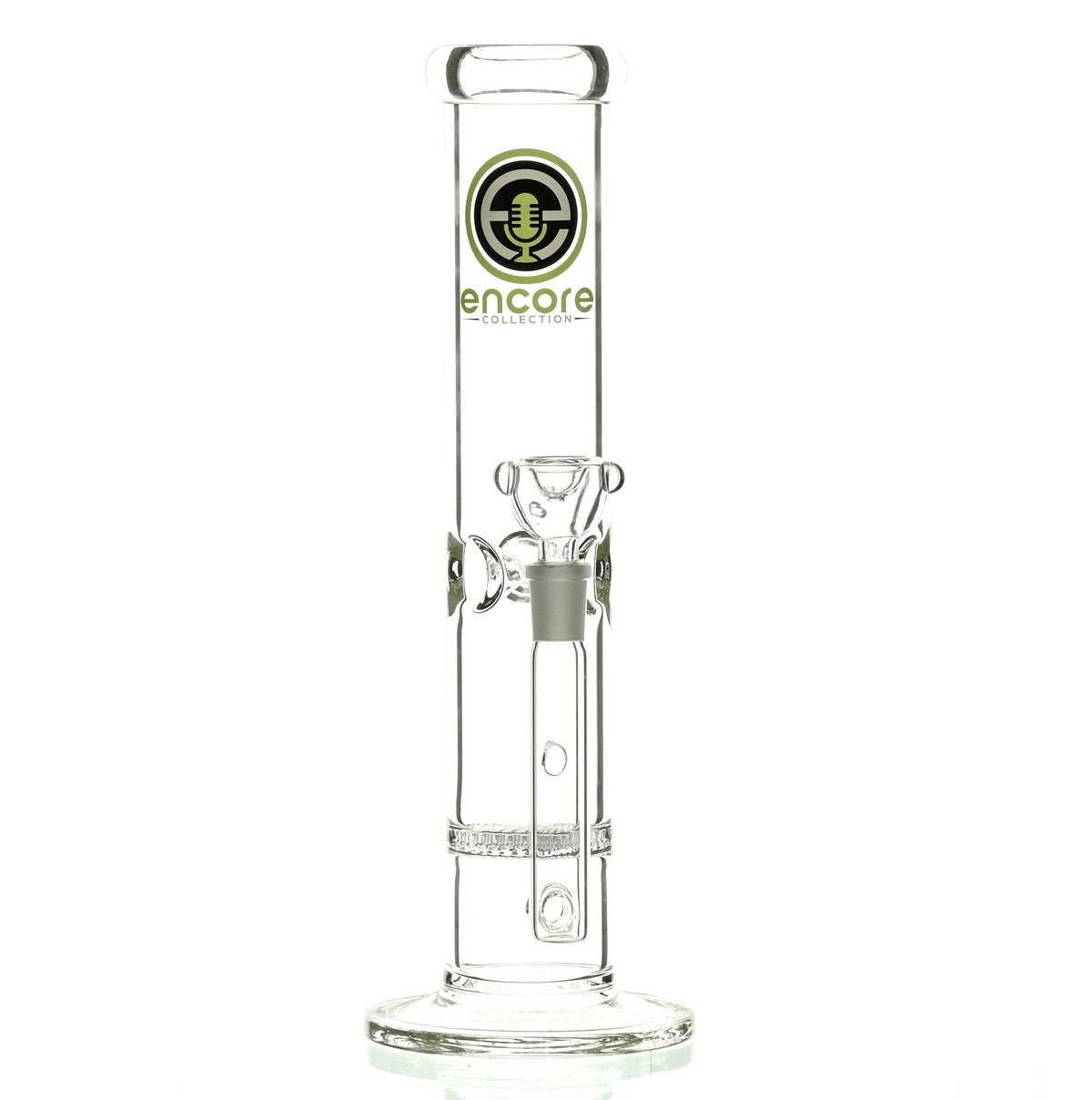 ENCORE 12 inch straight tube waterpipe with honeycomb percolator and green Encore logo
