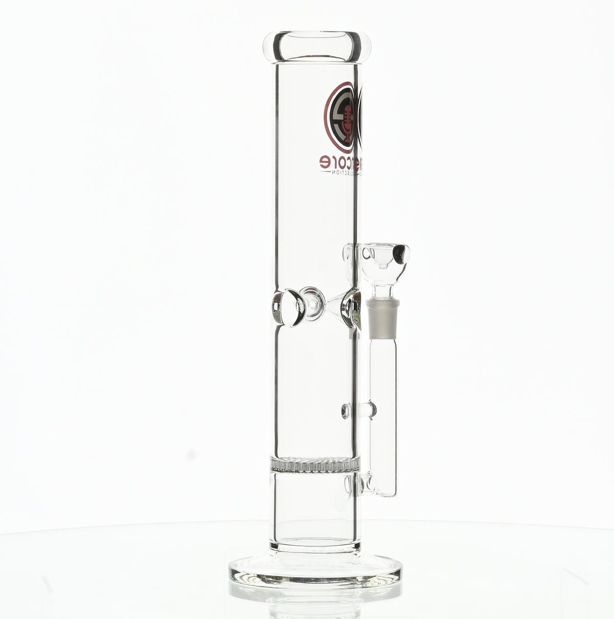 Full view of Encore 12 inch straight tube waterpipe with honeycomb perc