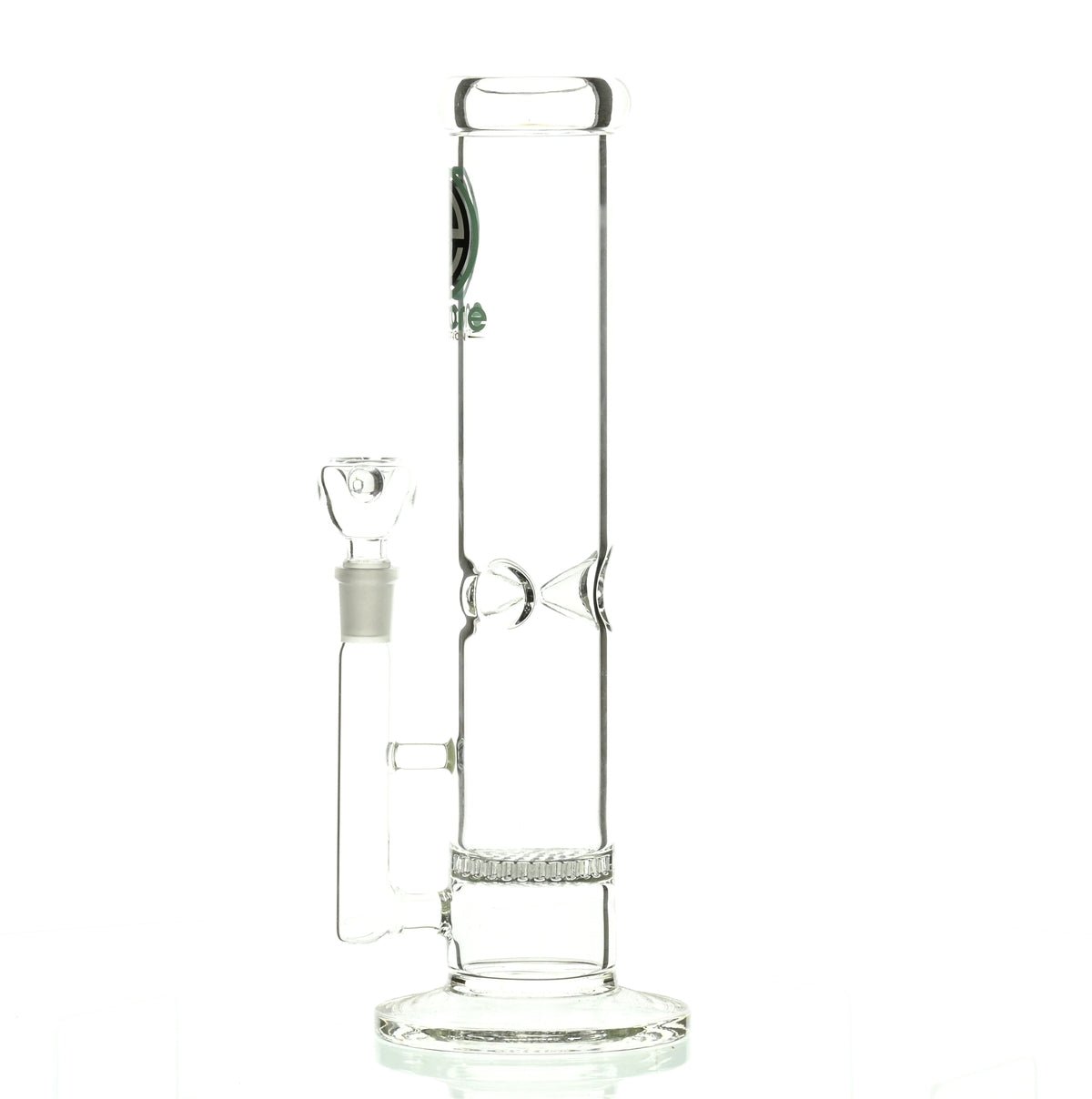 ENCORE 12" STRAIGHT TUBE W/HONEYCOMB PERC AND TEAL GREEN LOGO - Smoke Spot Smoke Shop