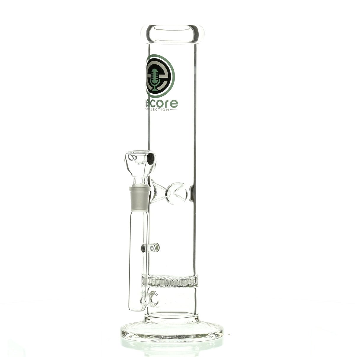 ENCORE 12" STRAIGHT TUBE W/HONEYCOMB PERC AND TEAL GREEN LOGO - Smoke Spot Smoke Shop