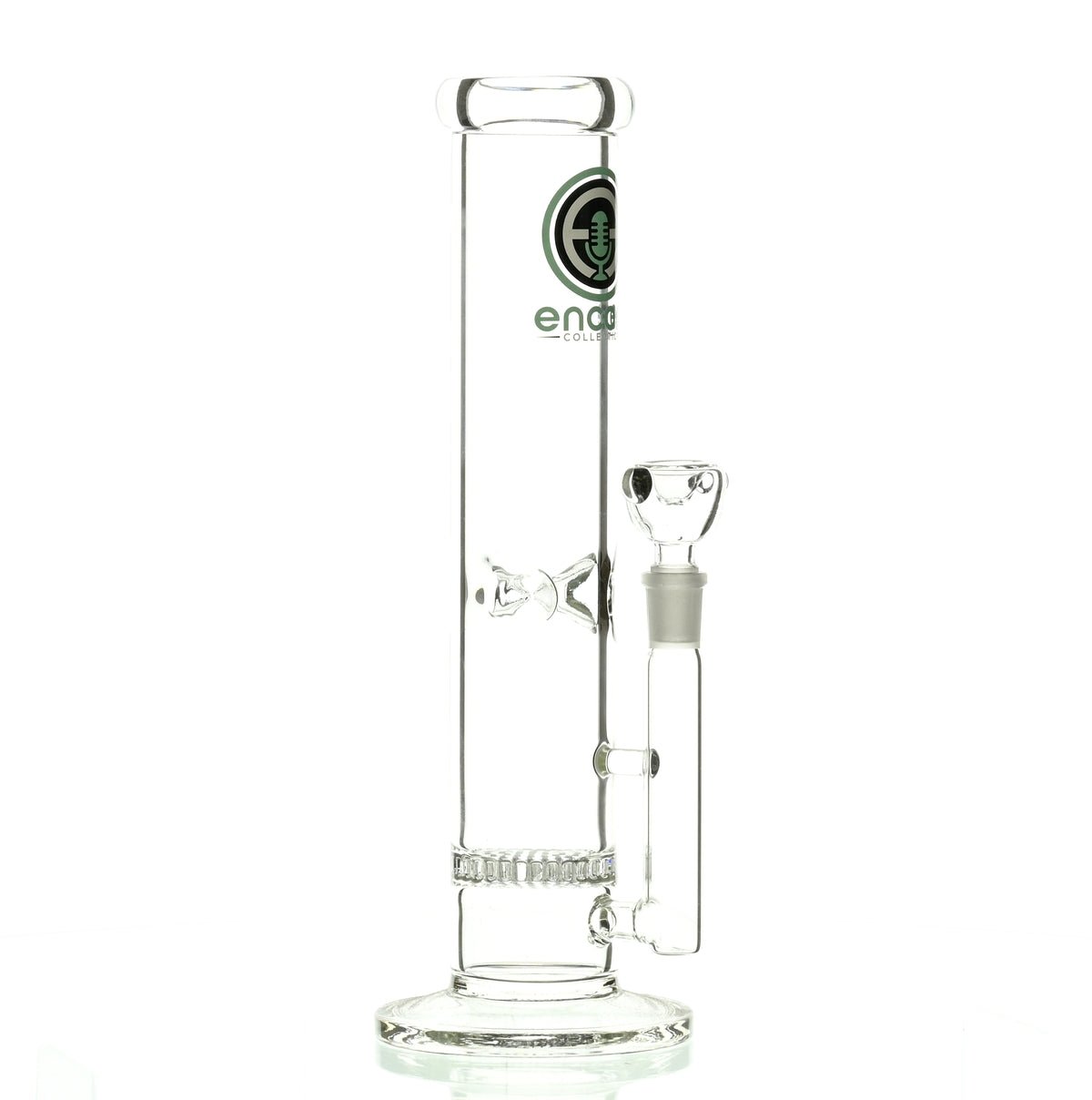 ENCORE 12" STRAIGHT TUBE W/HONEYCOMB PERC AND TEAL GREEN LOGO - Smoke Spot Smoke Shop