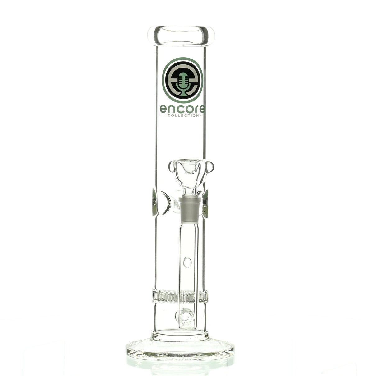ENCORE 12" STRAIGHT TUBE W/HONEYCOMB PERC AND TEAL GREEN LOGO - Smoke Spot Smoke Shop