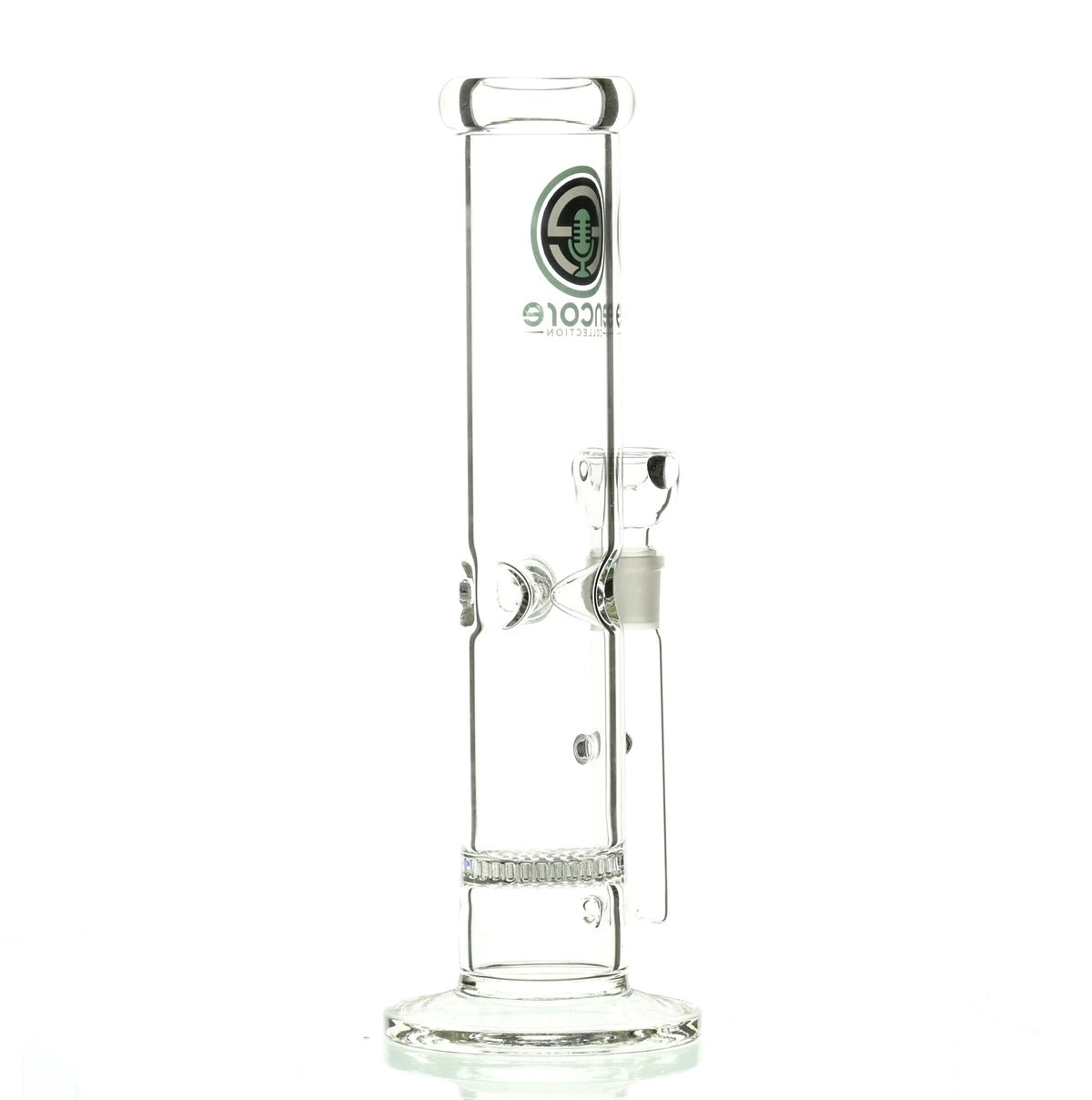 ENCORE 12" STRAIGHT TUBE W/HONEYCOMB PERC AND TEAL GREEN LOGO - Smoke Spot Smoke Shop