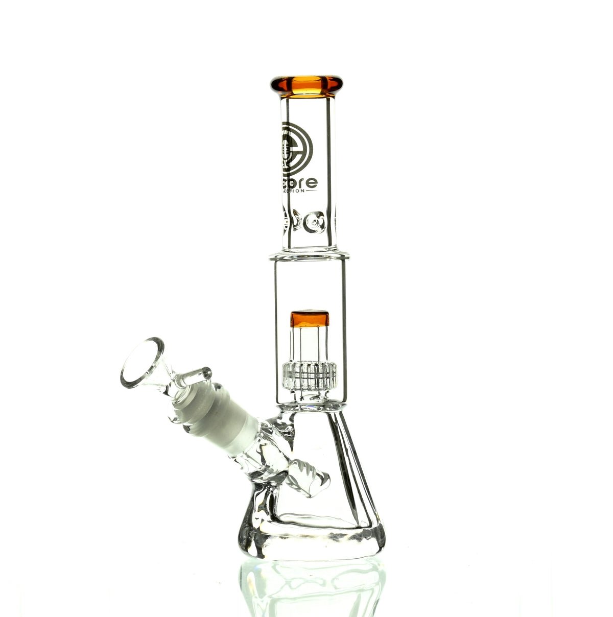 ENCORE 9" BEAKER W/MATRIX SHOWERHEAD AMBER - Smoke Spot Smoke Shop