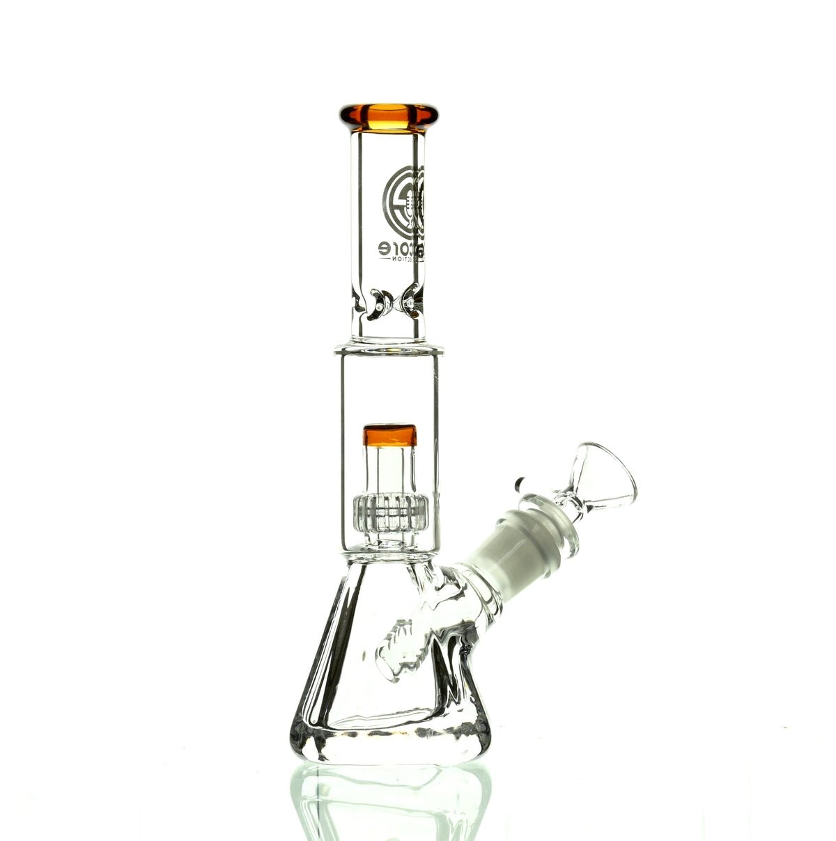 ENCORE 9" BEAKER W/MATRIX SHOWERHEAD AMBER - Smoke Spot Smoke Shop