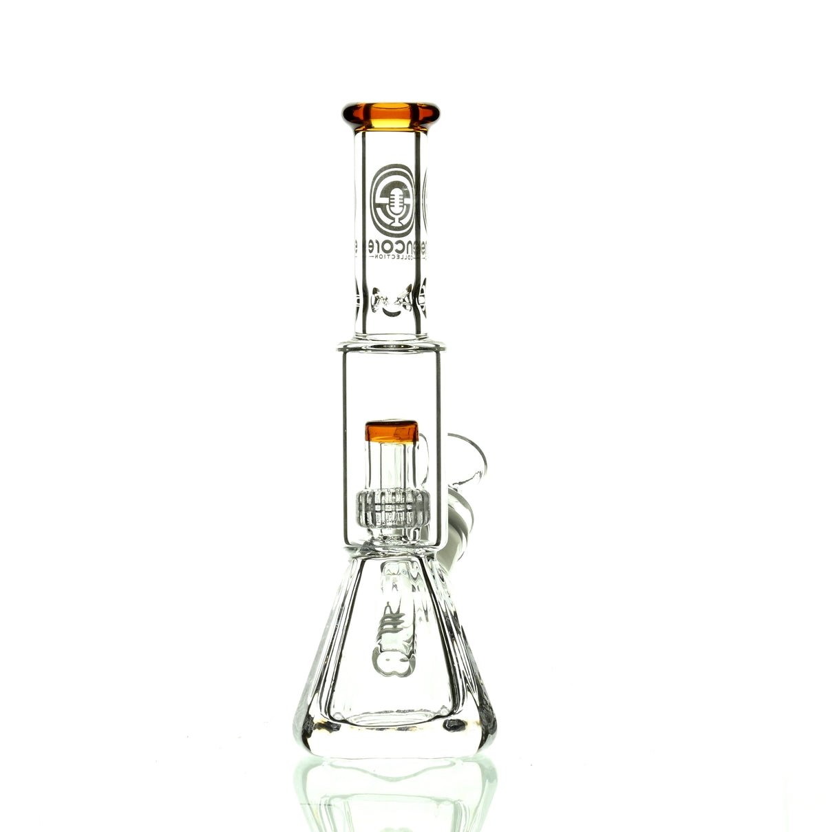 ENCORE 9" BEAKER W/MATRIX SHOWERHEAD AMBER - Smoke Spot Smoke Shop