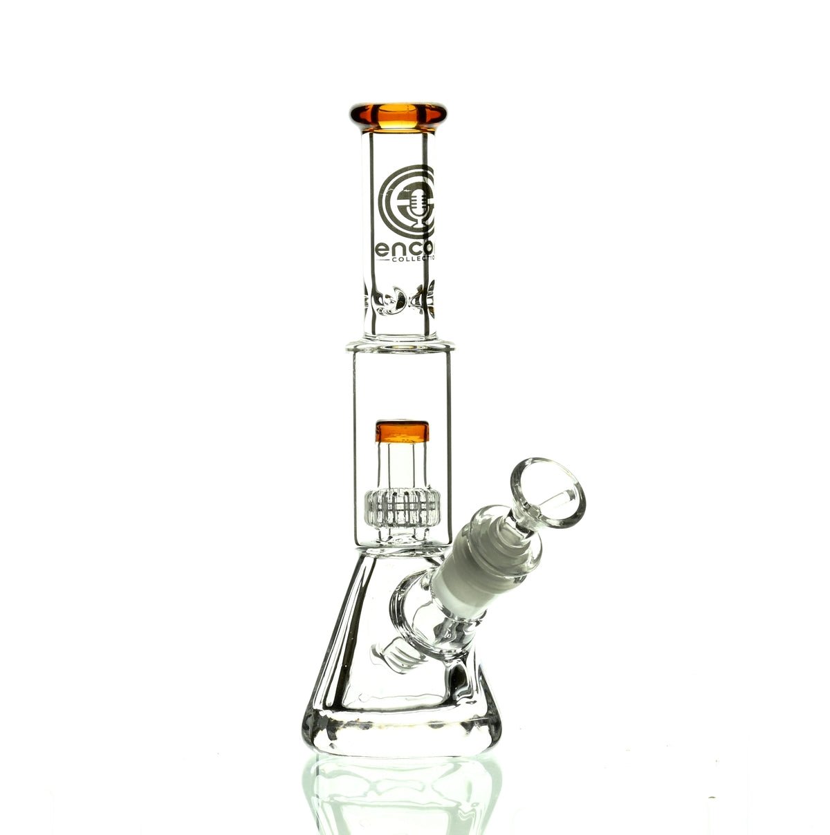 ENCORE 9" BEAKER W/MATRIX SHOWERHEAD AMBER - Smoke Spot Smoke Shop