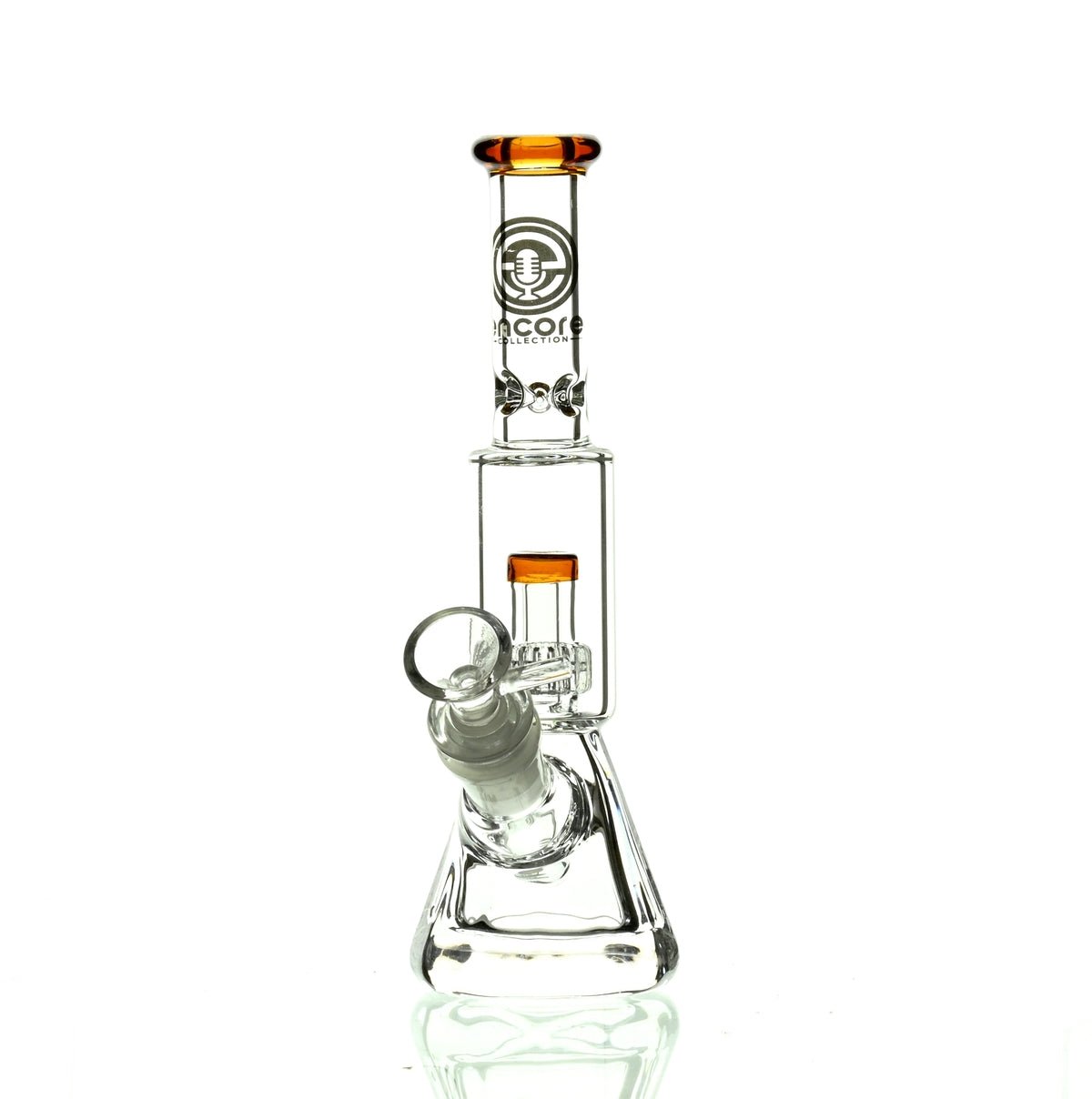 ENCORE 9" BEAKER W/MATRIX SHOWERHEAD AMBER - Smoke Spot Smoke Shop