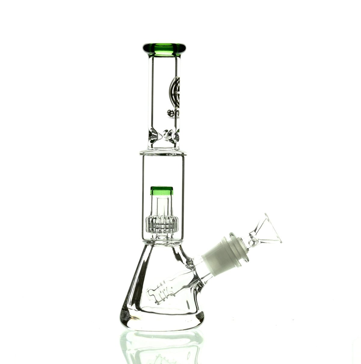 ENCORE 9" BEAKER W/MATRIX SHOWERHEAD GREEN - Smoke Spot Smoke Shop