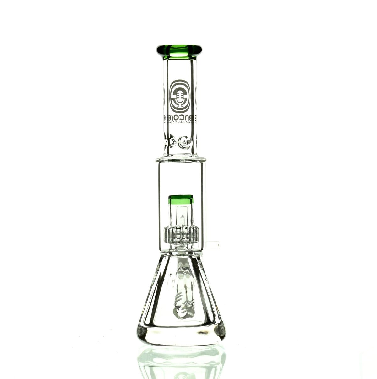 ENCORE 9" BEAKER W/MATRIX SHOWERHEAD GREEN - Smoke Spot Smoke Shop