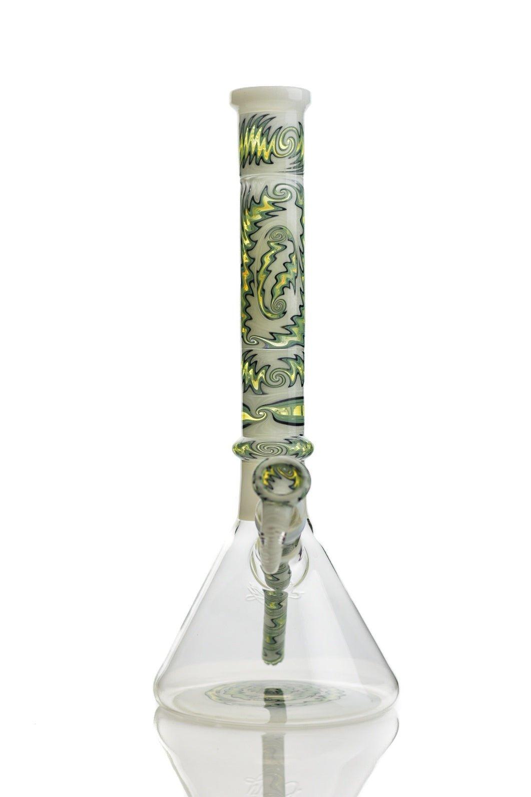 Envy Glass White and green Full Neck wig wag Reversal - Smoke Spot Smoke Shop