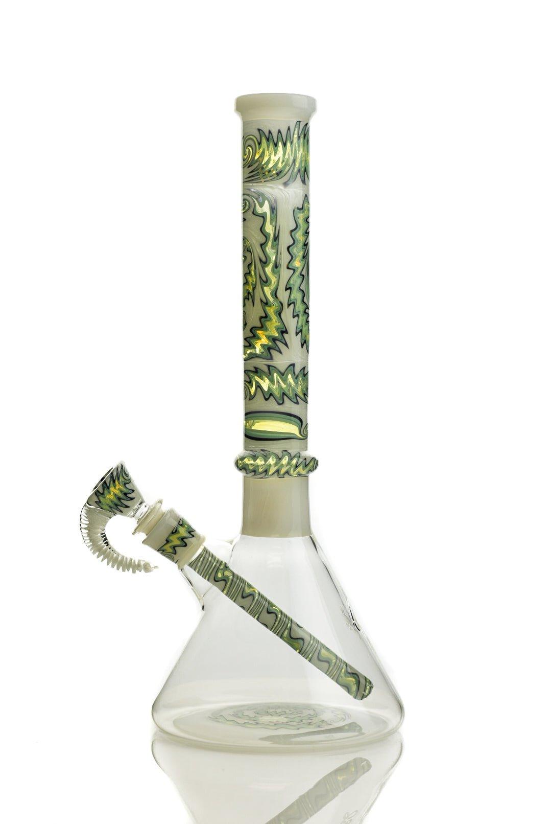 Envy Glass White and green Full Neck wig wag Reversal - Smoke Spot Smoke Shop