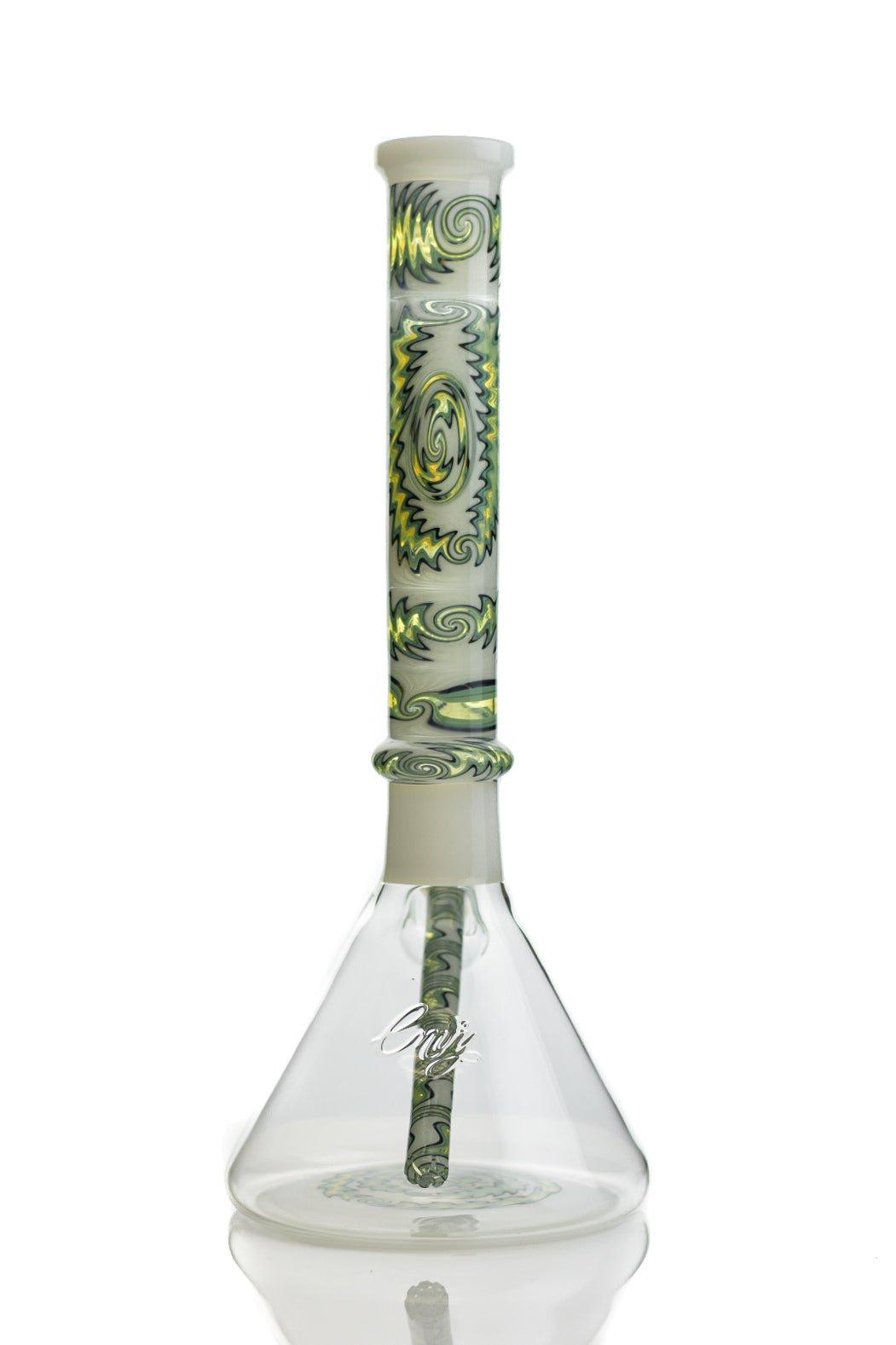 Envy Glass White and green Full Neck wig wag Reversal - Smoke Spot Smoke Shop