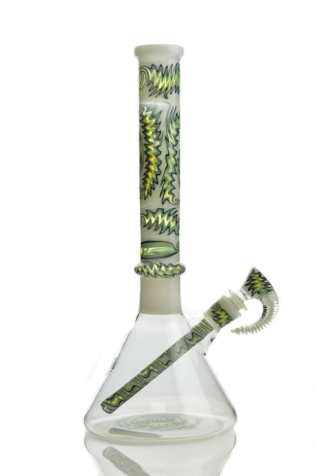 Envy Glass White and green Full Neck wig wag Reversal - Smoke Spot Smoke Shop