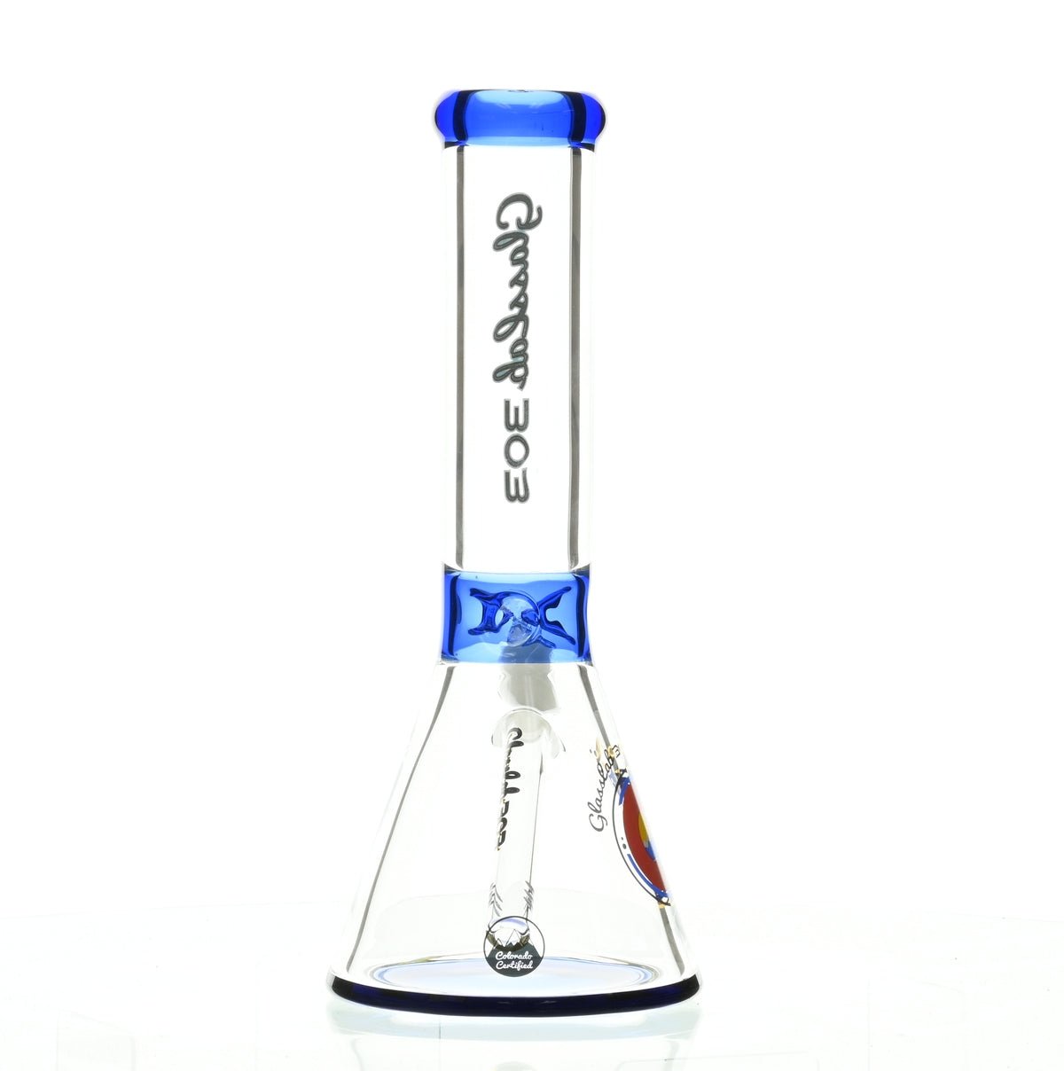 GLASSLAB 303 7MM BEAKER DARK BLUE ACCENT - Smoke Spot Smoke Shop