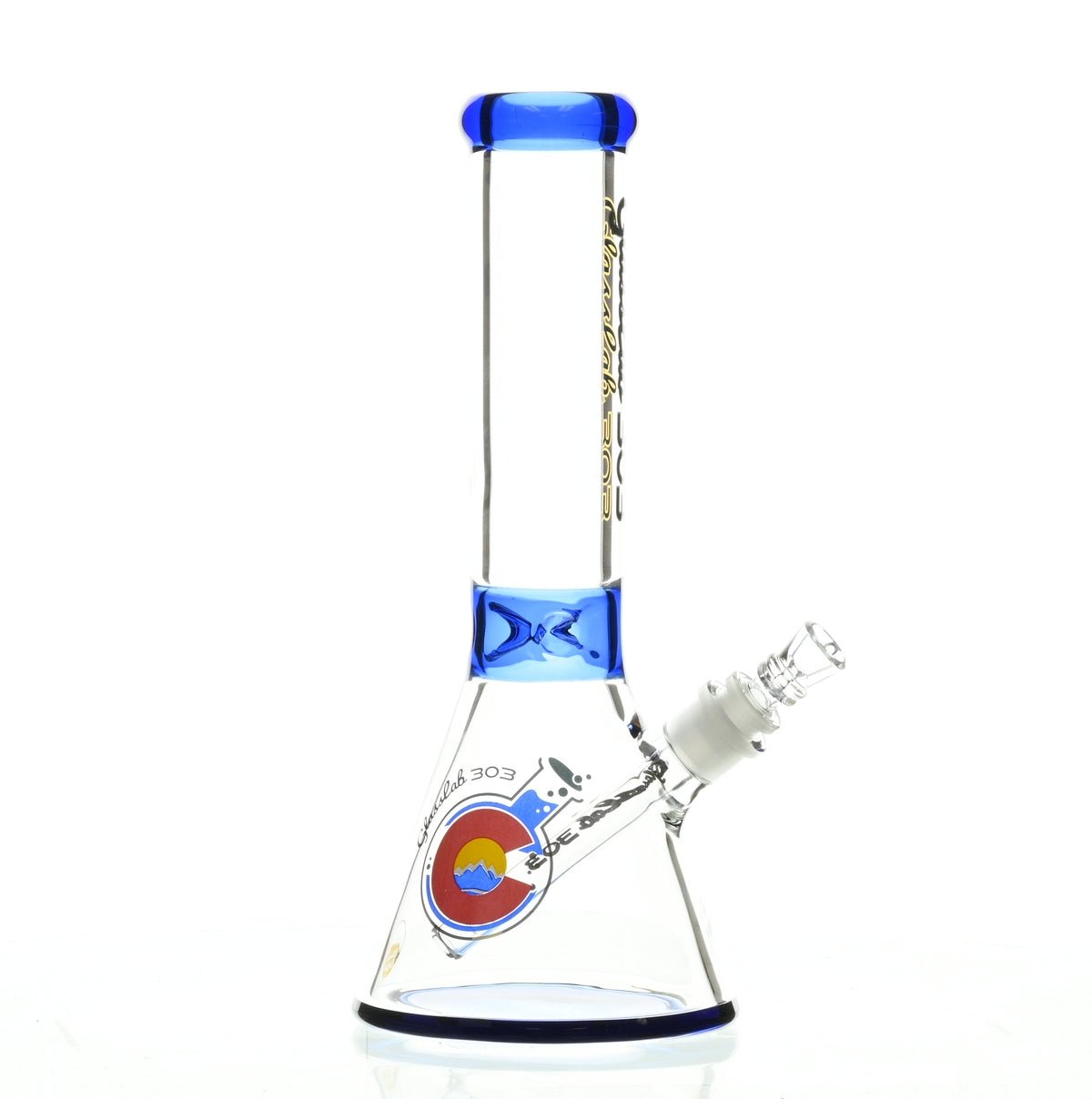GLASSLAB 303 7MM BEAKER DARK BLUE ACCENT - Smoke Spot Smoke Shop
