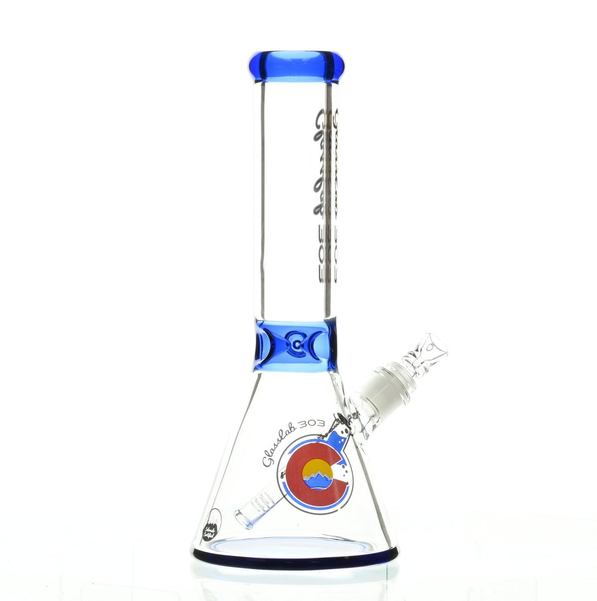 GLASSLAB 303 7MM BEAKER DARK BLUE ACCENT - Smoke Spot Smoke Shop