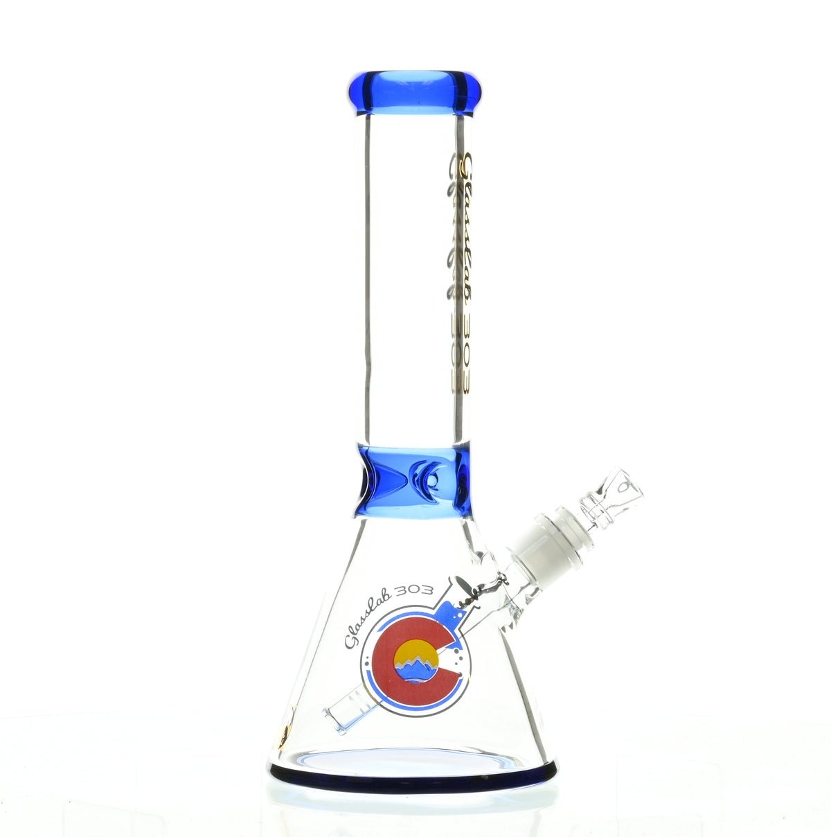 GLASSLAB 303 7MM BEAKER DARK BLUE ACCENT - Smoke Spot Smoke Shop