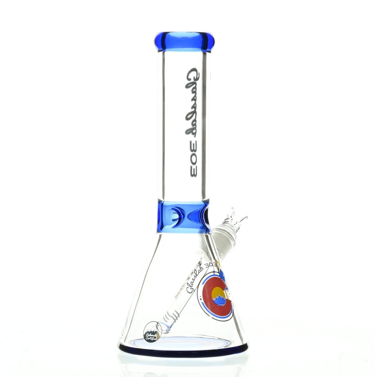 GLASSLAB 303 7MM BEAKER DARK BLUE ACCENT - Smoke Spot Smoke Shop