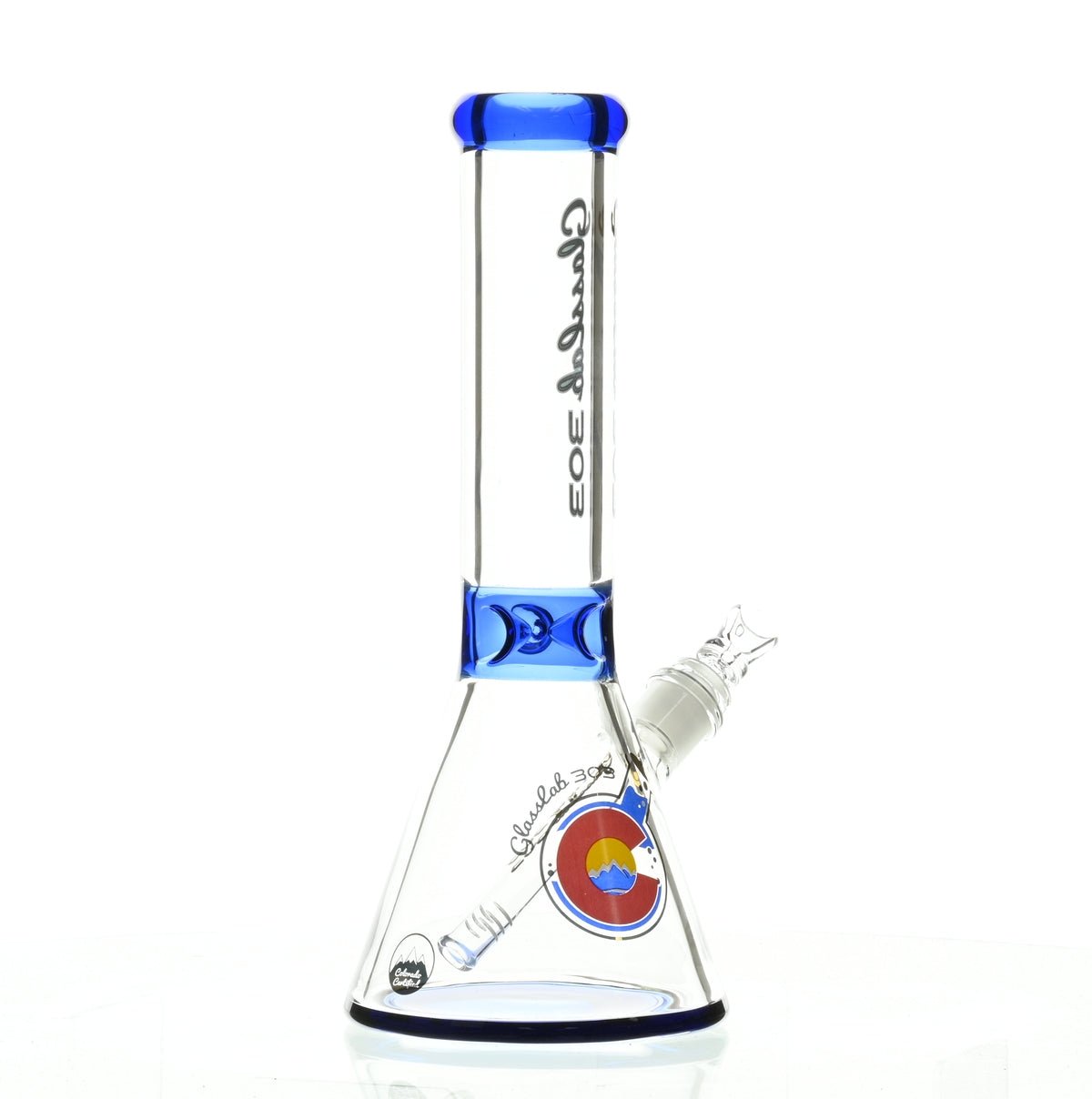 GLASSLAB 303 7MM BEAKER DARK BLUE ACCENT - Smoke Spot Smoke Shop