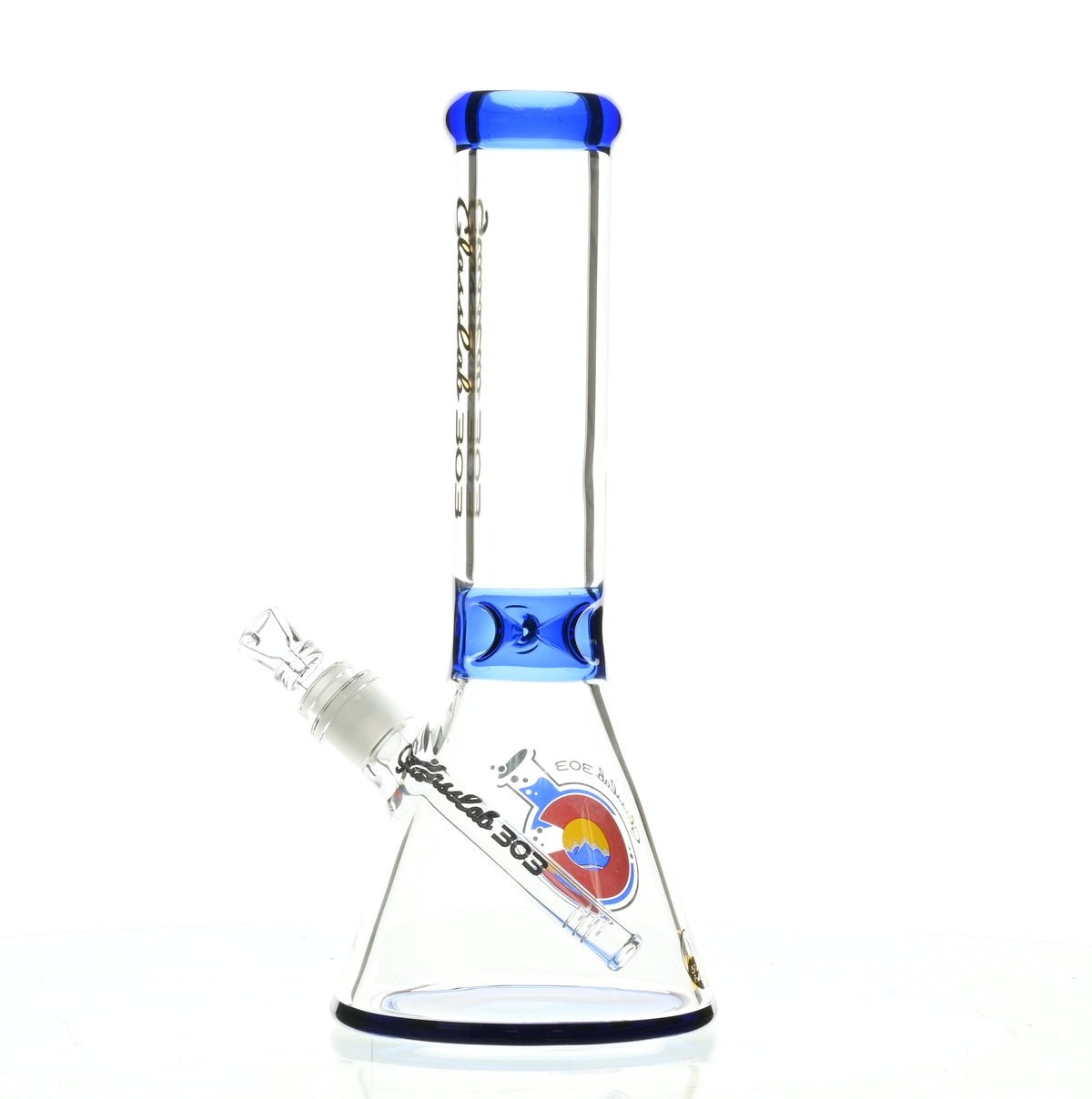 GLASSLAB 303 7MM BEAKER DARK BLUE ACCENT - Smoke Spot Smoke Shop