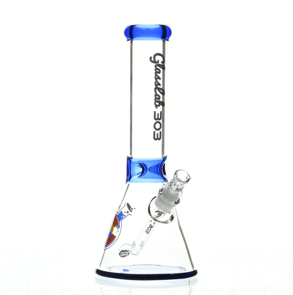 GLASSLAB 303 7MM BEAKER DARK BLUE ACCENT - Smoke Spot Smoke Shop