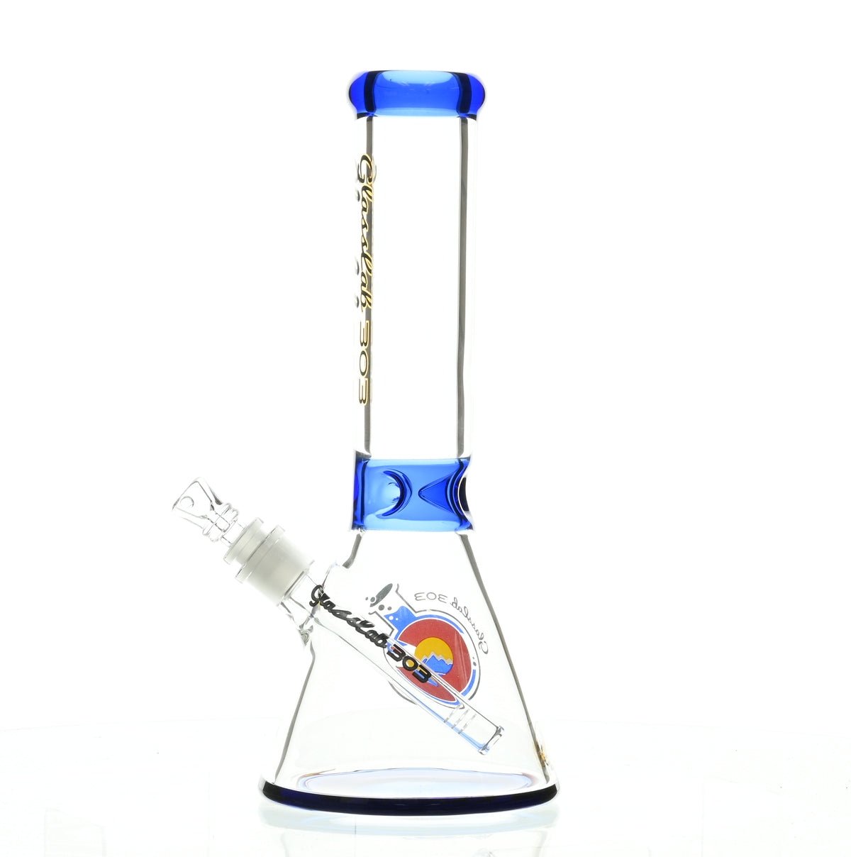 GLASSLAB 303 7MM BEAKER DARK BLUE ACCENT - Smoke Spot Smoke Shop