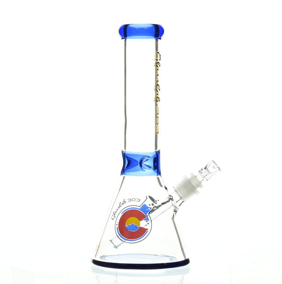 GLASSLAB 303 7MM BEAKER DARK BLUE ACCENT - Smoke Spot Smoke Shop