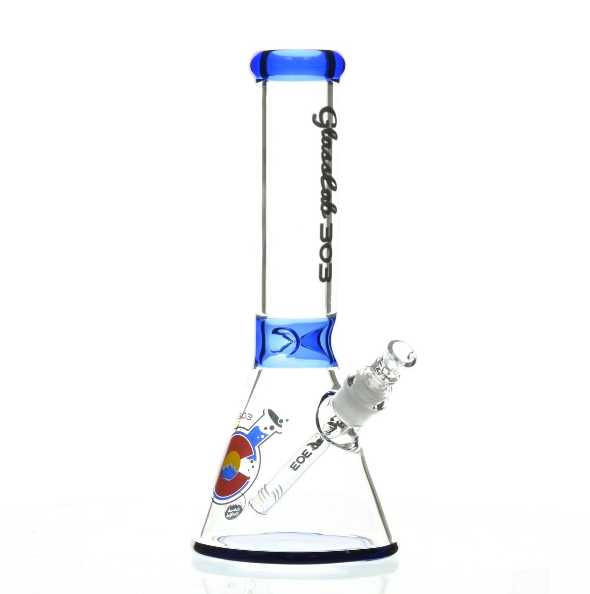 GLASSLAB 303 7MM BEAKER DARK BLUE ACCENT - Smoke Spot Smoke Shop