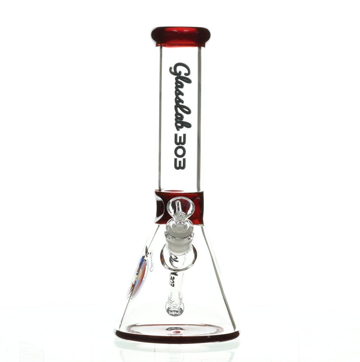 GLASSLAB 303 7MM BEAKER RED ACCENT - Smoke Spot Smoke Shop