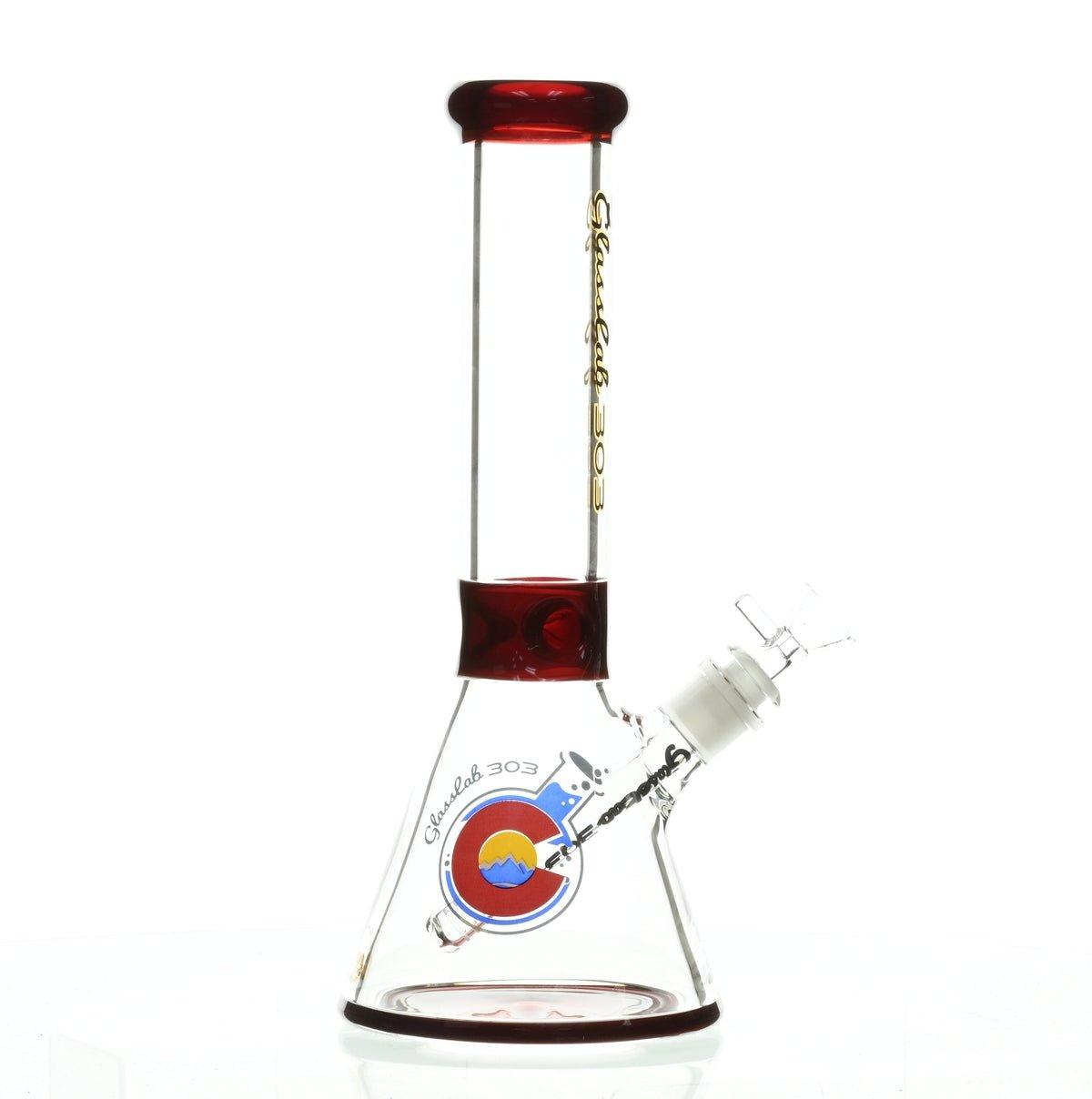 GLASSLAB 303 7MM BEAKER RED ACCENT - Smoke Spot Smoke Shop