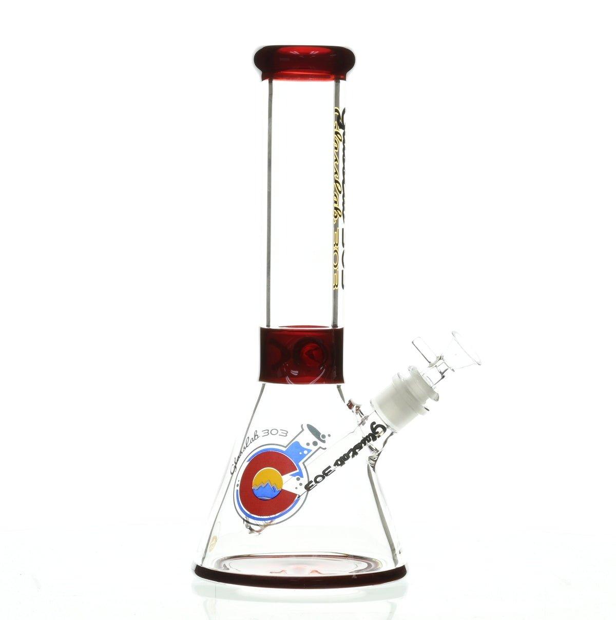 GLASSLAB 303 7MM BEAKER RED ACCENT - Smoke Spot Smoke Shop